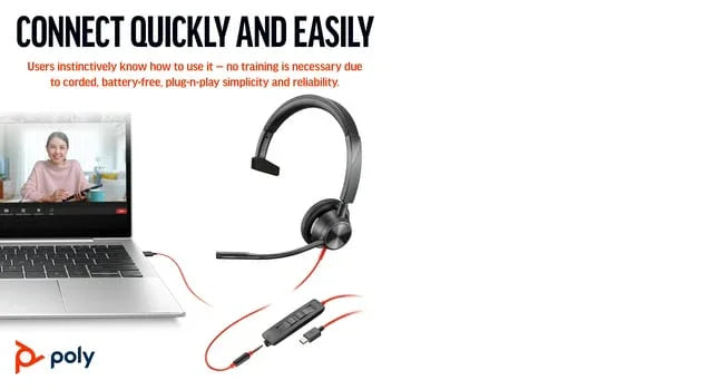POLY 3315 – Wired (USB-C) / Mono / Office – On-Ear Headset