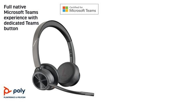 POLY Voyager 4320 USB-A MS Teams Certified Dongle Headset