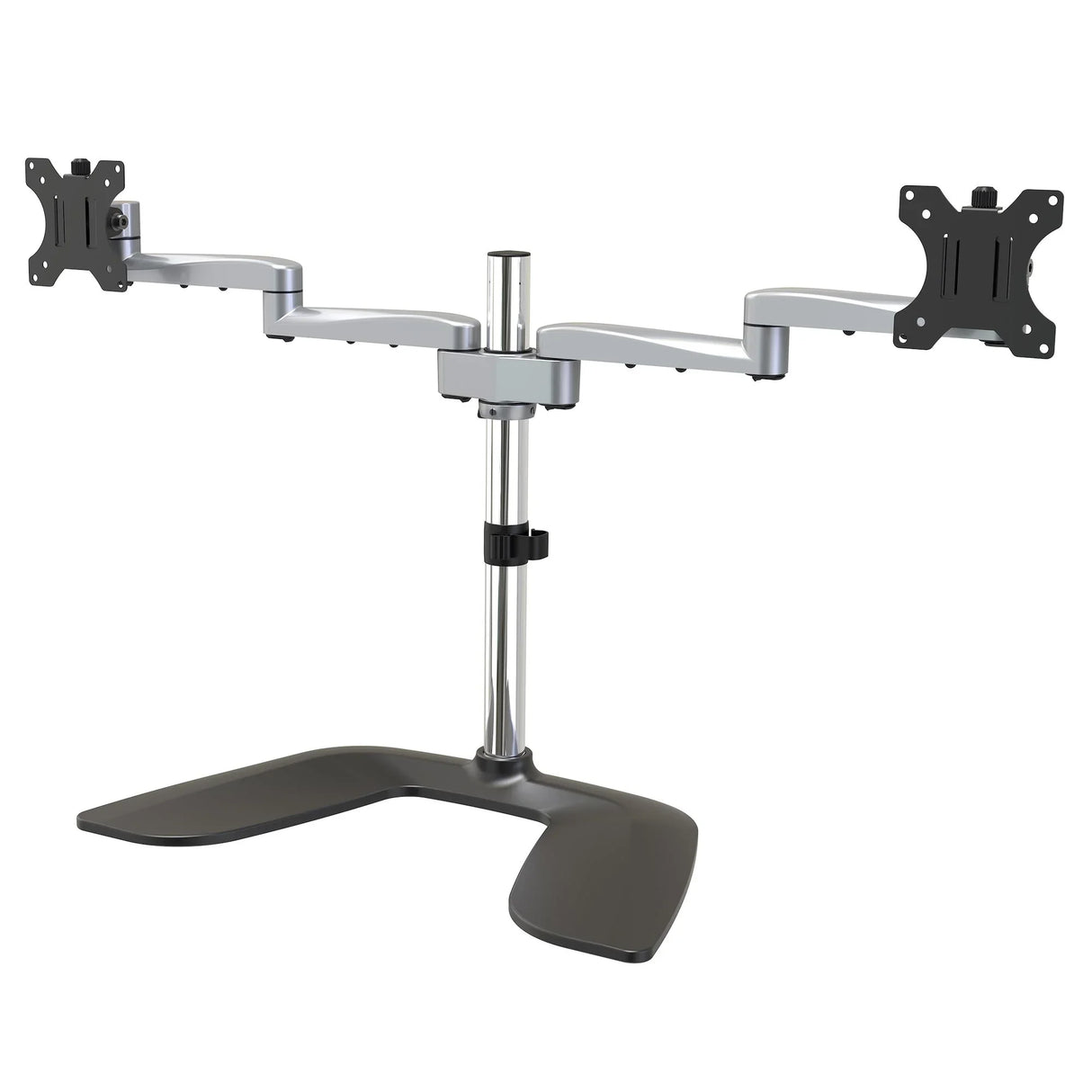 STARTECH Dual Monitor Stand - Ergonomic Desktop Monitor Stand for up to 32" VESA Displays - Free-Standing Articulating Universal Computer Monitor Mount - Adjustable Height - Silver (ARMDUALSS) (ARMDUALSS)