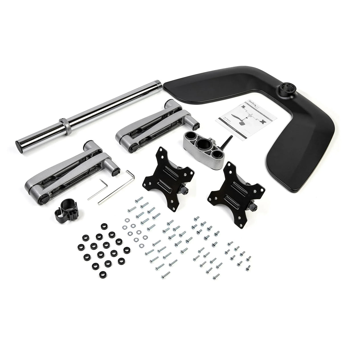 STARTECH Dual Monitor Stand - Ergonomic Desktop Monitor Stand for up to 32" VESA Displays - Free-Standing Articulating Universal Computer Monitor Mount - Adjustable Height - Silver (ARMDUALSS) (ARMDUALSS)