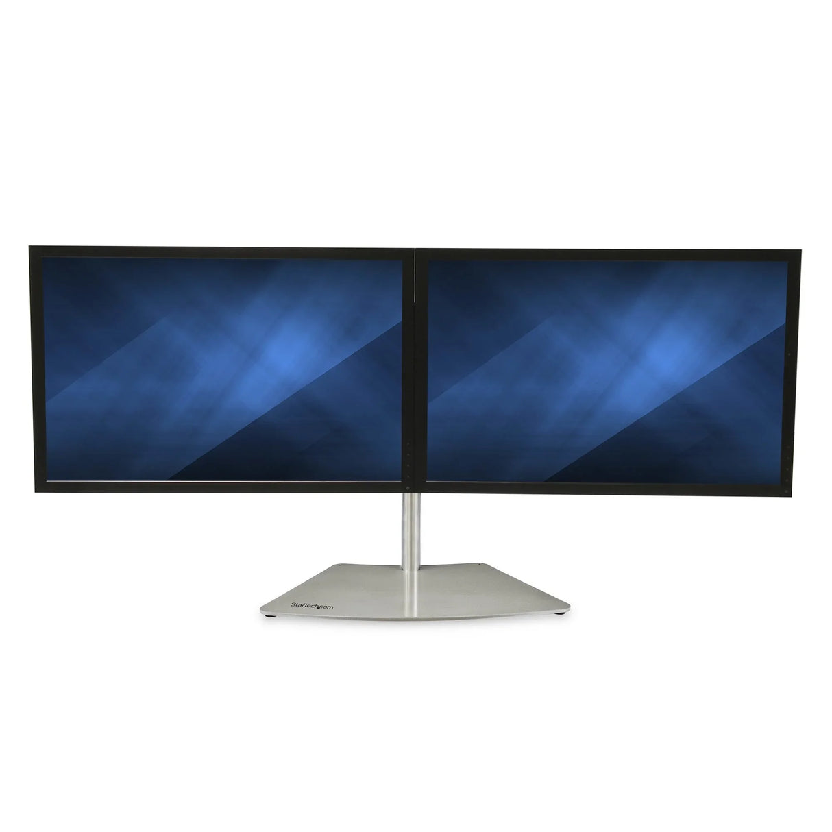 STARTECH Dual Monitor Stand - Ergonomic Free Standing Dual Monitor Desktop Stand for two 24" VESA Mount Displays - Synchronized Height Adjustable - Double Monitor Pole Mount - Silver (ARMDUOSS) (ARMDUOSS)