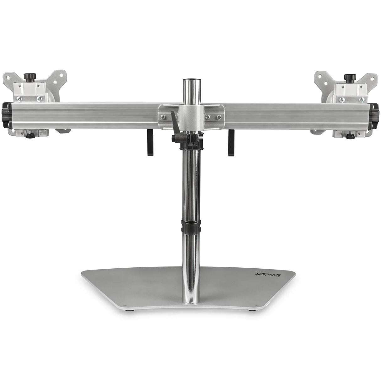 STARTECH Dual Monitor Stand - Ergonomic Free Standing Dual Monitor Desktop Stand for two 24" VESA Mount Displays - Synchronized Height Adjustable - Double Monitor Pole Mount - Silver (ARMDUOSS) (ARMDUOSS)