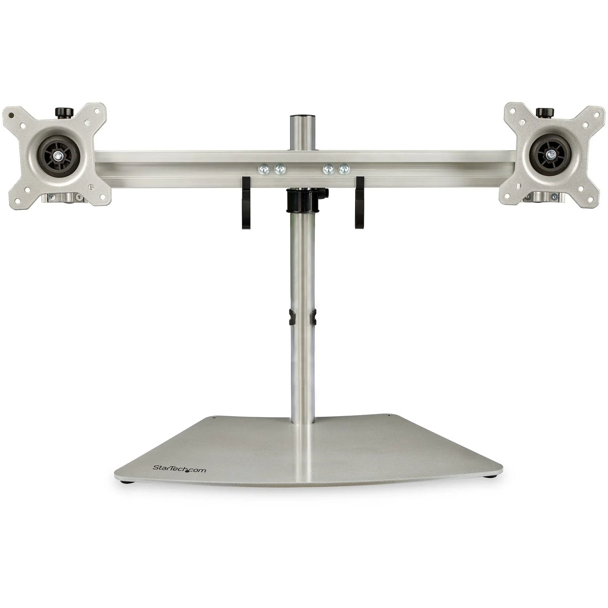 STARTECH Dual Monitor Stand - Ergonomic Free Standing Dual Monitor Desktop Stand for two 24" VESA Mount Displays - Synchronized Height Adjustable - Double Monitor Pole Mount - Silver (ARMDUOSS) (ARMDUOSS)
