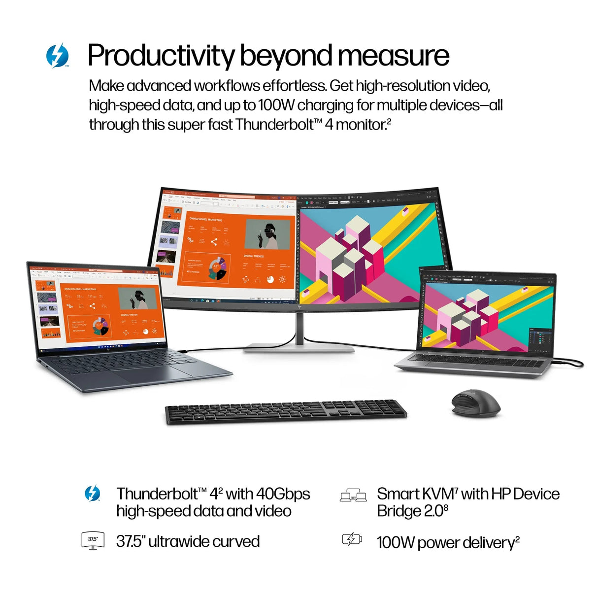 HP 738PU Monitor – 37.5" / WQHD+ / IPS / 60Hz – Business Monitor