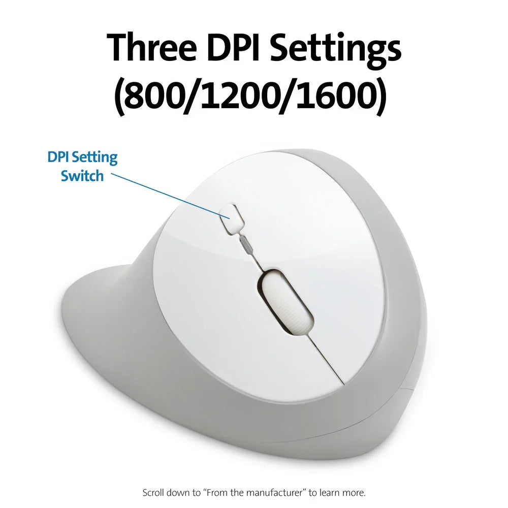 KENSINGTON Pro Fit Ergo – Wireless (Bluetooth + 2.4GHz) / 1600 DPI / Ergonomic – Office Ergonomic Mouse