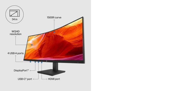 HP P34hc Monitor – 34" / QHD / IPS / 60Hz – Business Monitor