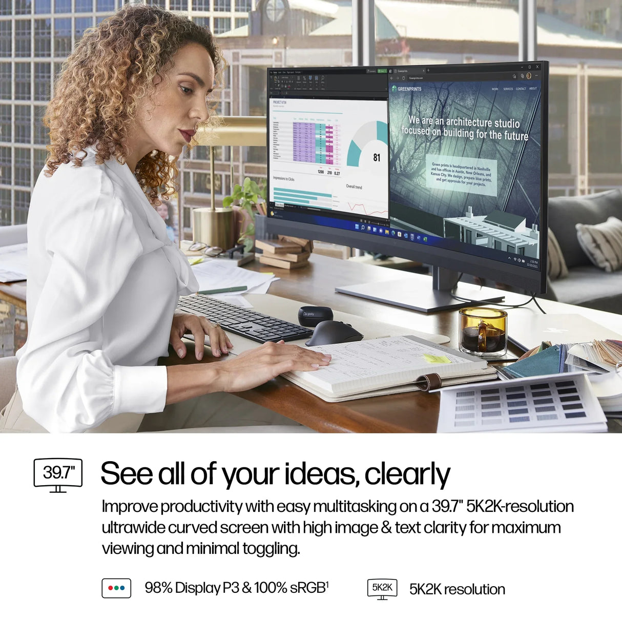 HP 740pm Monitor – 39.7" / 5K2K / IPS / 60Hz – Business Monitor