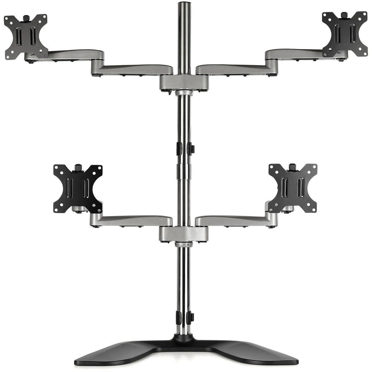 STARTECH Desktop Quad Monitor Stand - Ergonomic VESA 4 Monitor Arm (2x2) up to 32" - Free Standing Articulating Universal Pole Mount - Height Adjustable|Tilt|Swivel|Rotate - Silver (ARMQUADSS) (ARMQUADSS)