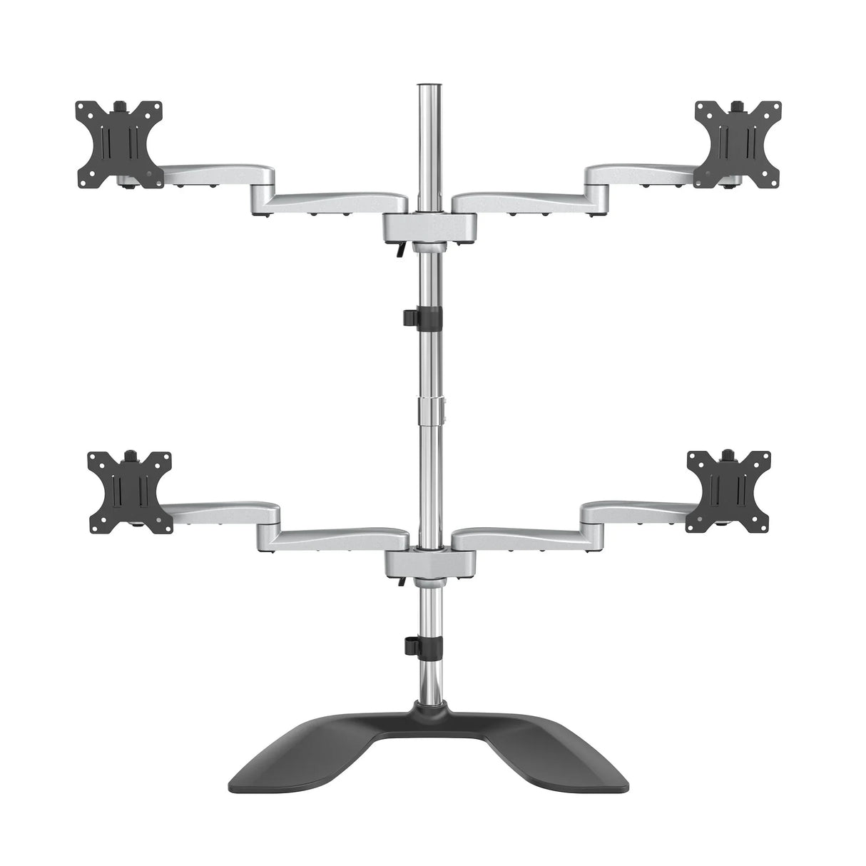 STARTECH Desktop Quad Monitor Stand - Ergonomic VESA 4 Monitor Arm (2x2) up to 32" - Free Standing Articulating Universal Pole Mount - Height Adjustable|Tilt|Swivel|Rotate - Silver (ARMQUADSS) (ARMQUADSS)