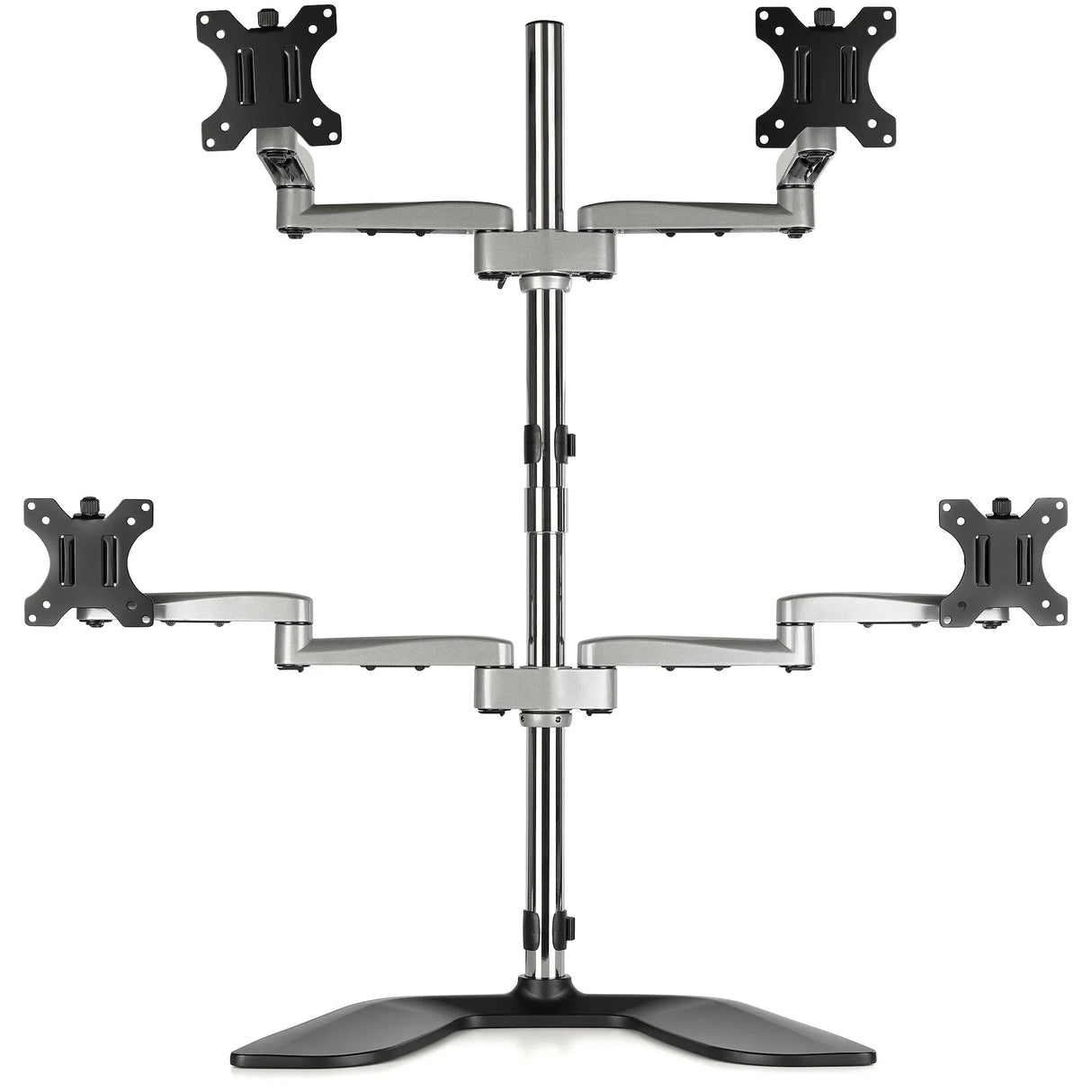 STARTECH Desktop Quad Monitor Stand - Ergonomic VESA 4 Monitor Arm (2x2) up to 32" - Free Standing Articulating Universal Pole Mount - Height Adjustable|Tilt|Swivel|Rotate - Silver (ARMQUADSS) (ARMQUADSS)