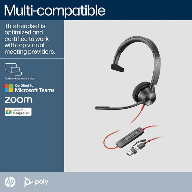 POLY Blackwire 3310 Monaural USB-C Headset
