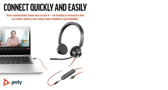 POLY Blackwire 3325 – Wired (3.5mm) / Office / On-Ear Headset