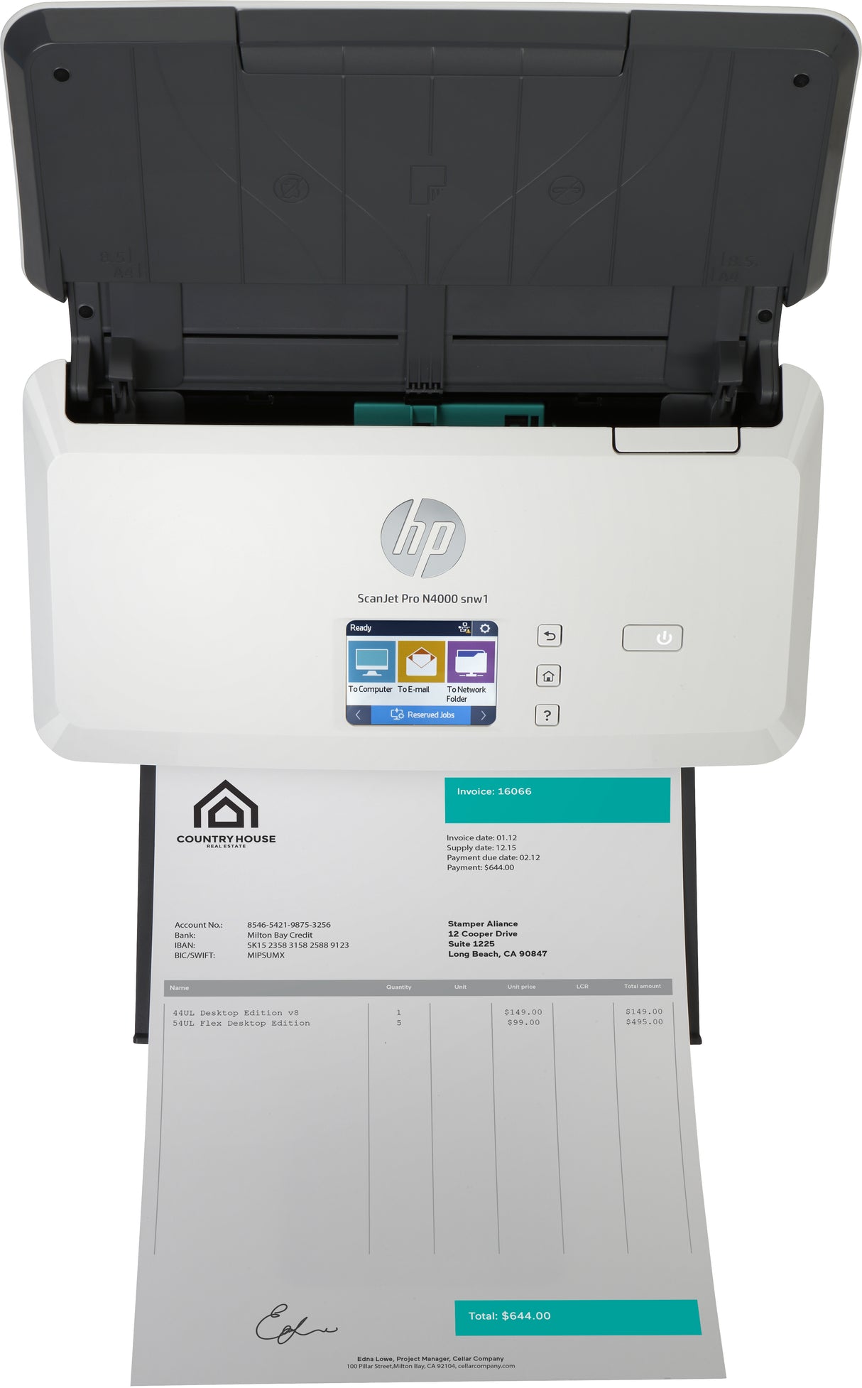 HP Scanjet Scanjet Pro N4000 snw1 Sheet-feed Scanner