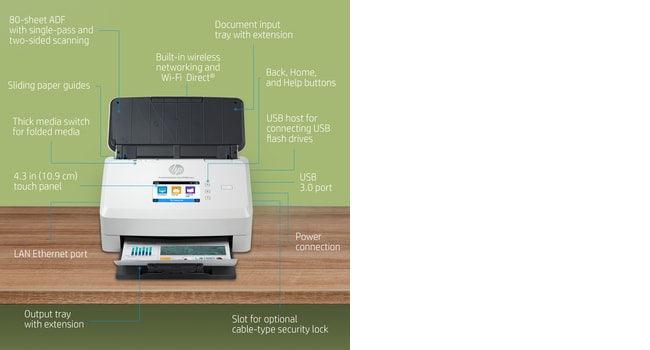 HP 90 - 264V | 50|60Hz | 2.8" Touch | 240 x 320pixels | 70dB | Ethernet | Wi-Fi | USB 3.0 | 43 - 350g|m² | 38W | 666MHz | 600 x 600dpi | CMOS CIS | 1GB (6FW10A)