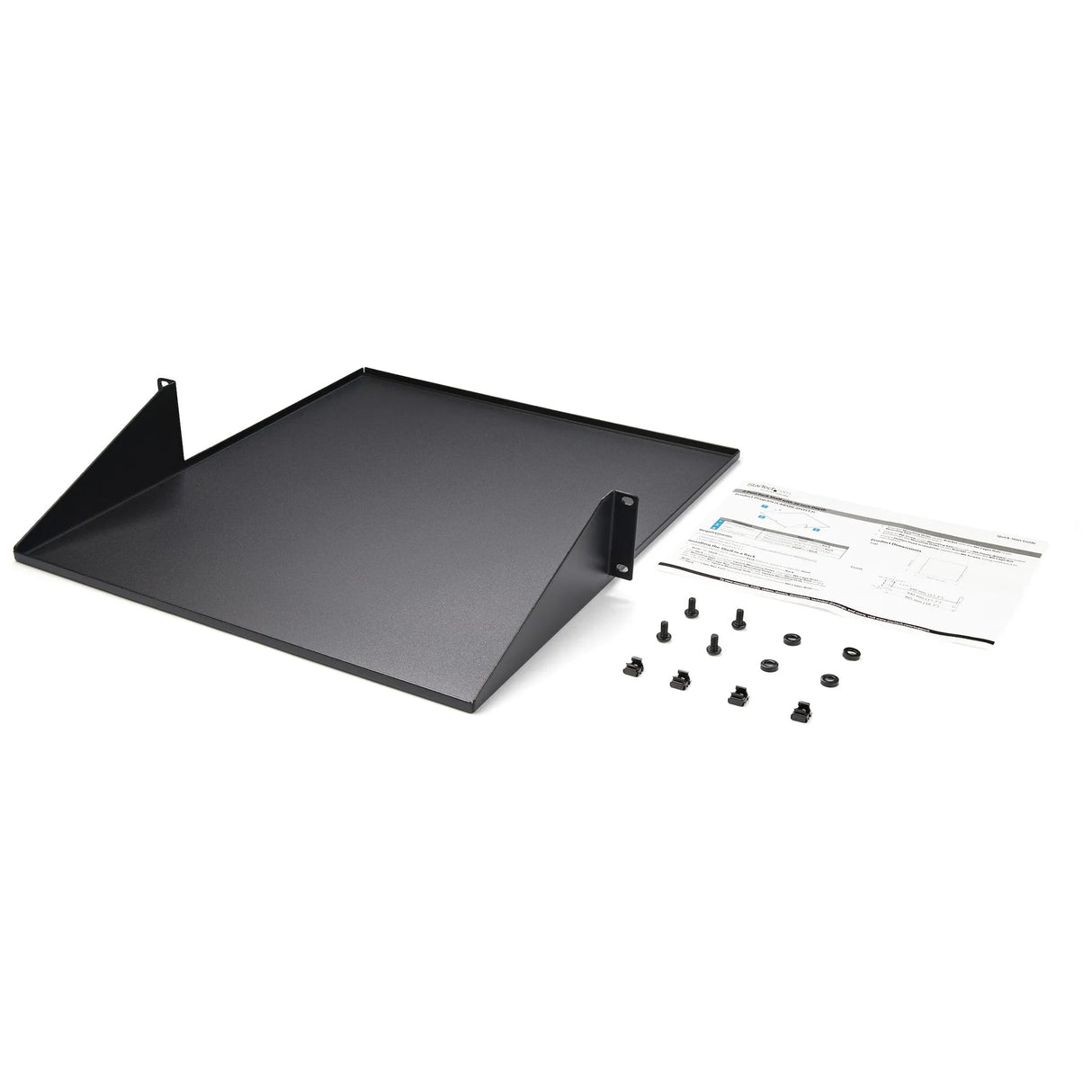 STARTECH 2U 19" 2-Post Network Rack Shelf - 20in Deep Center Mount Cantilever Tray Rackmount Shelf for AV|Data Equipment with Cage Nuts & Screws 75lb Weight Capacity (CABSHF2POST2) (CABSHF2POST2)