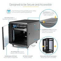 STARTECH 4-Post 15U Server Rack Cabinet | 19" Data Rack Cabinet for IT | Network Equipment | with Adjustable Mounting Rails (RK1536BKF)