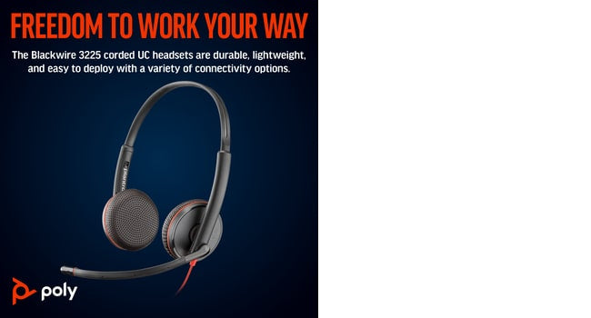 POLY Blackwire 3225 Wired On-ear Stereo Headset