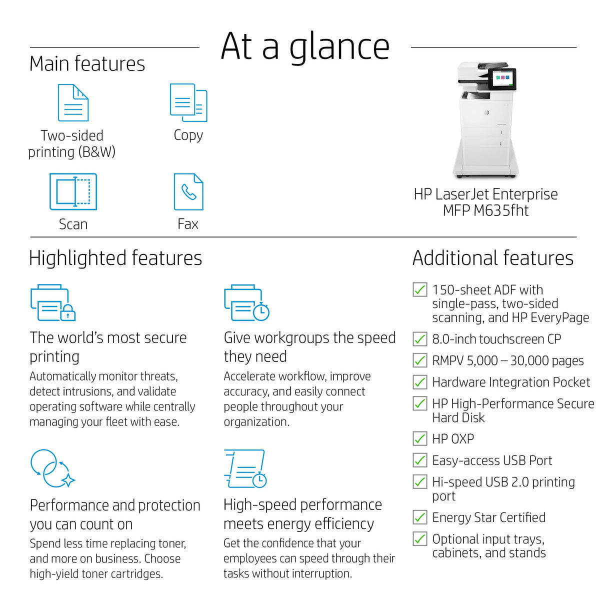 HP LaserJet Enterprise M635fht Multifunction Printer