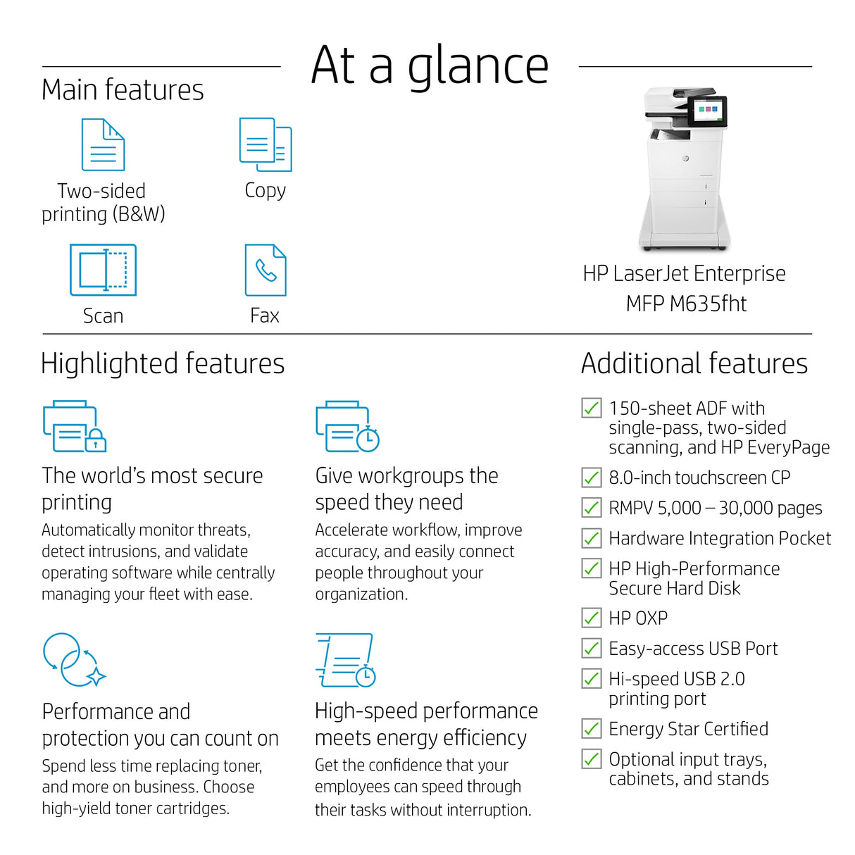 HP LaserJet Enterprise M635fht Multifunction Printer