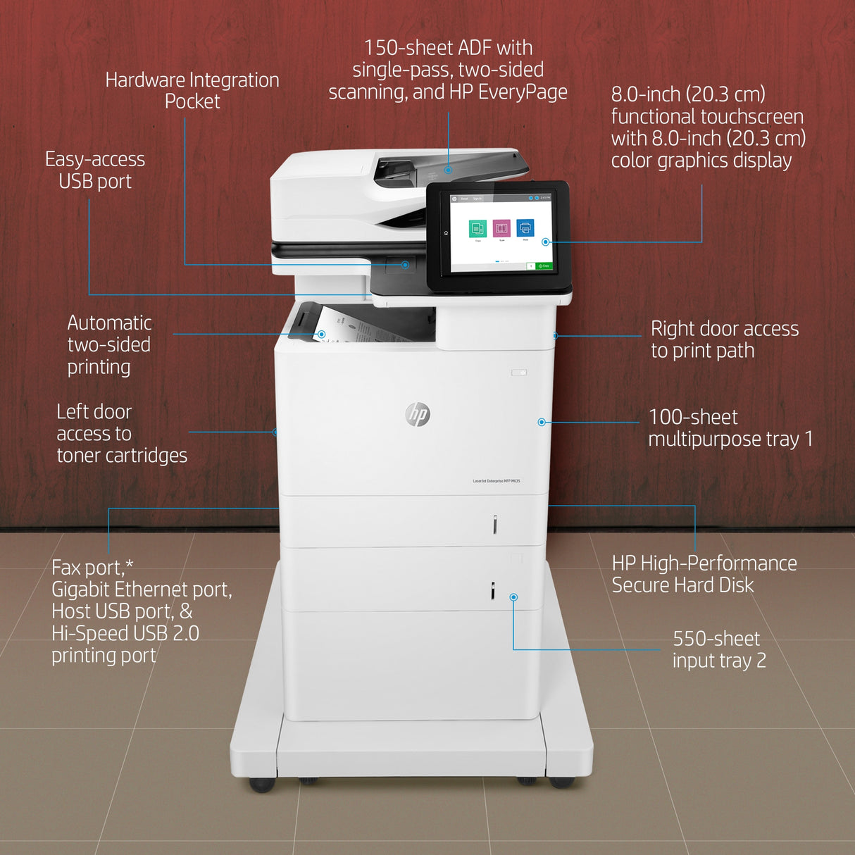 HP LaserJet Enterprise M635fht Multifunction Printer