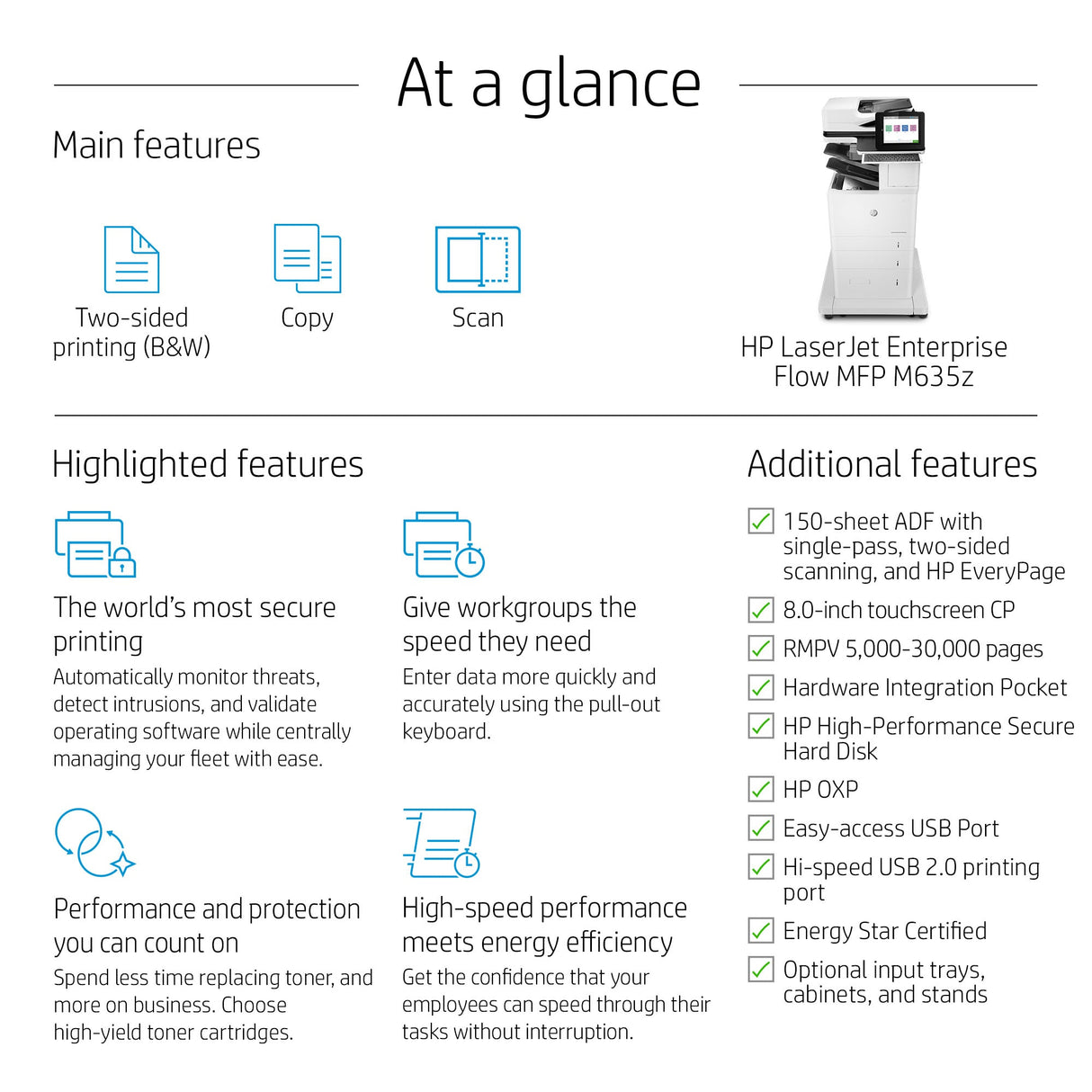 HP LaserJet Enterprise Flow M635z Multifunction Printer