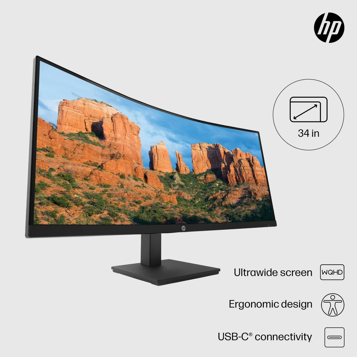 HP P34hc Monitor – 34" / QHD / IPS / 60Hz – Business Monitor