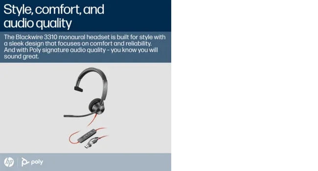 POLY Blackwire 3310 – Wired (USB-C) / Mono / Office – Head-band Headset
