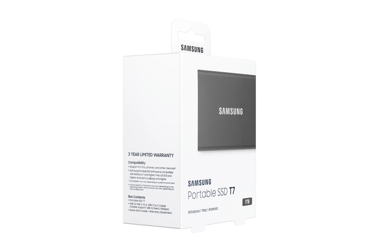 SAMSUNG T7 – 1TB / Portable SSD / USB-C (3.2 Gen 2) – Portable (2.5") External Drive
