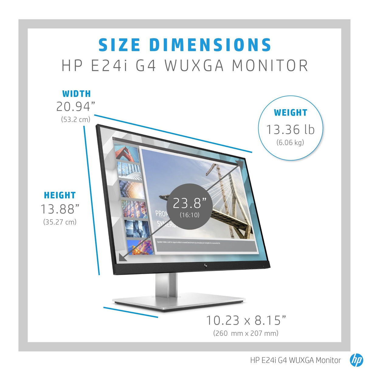 HP E-Series E24i G4 computer monitor (24") WUXGA Black, Silver