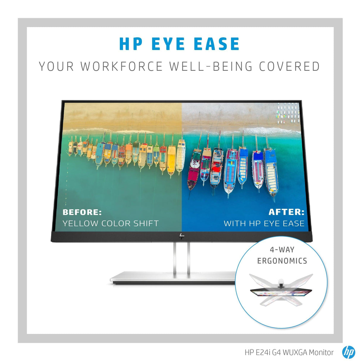 HP E-Series E24i G4 computer monitor (24") WUXGA Black, Silver