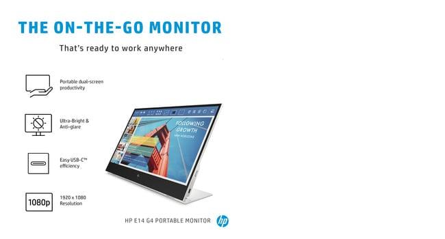 HP E-Series E14 G4 computer monitor (14") Full HD LED White