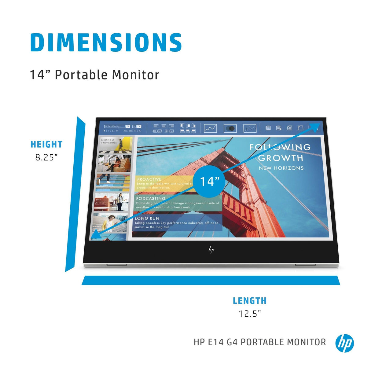 HP E-Series E14 G4 computer monitor (14") Full HD LED White