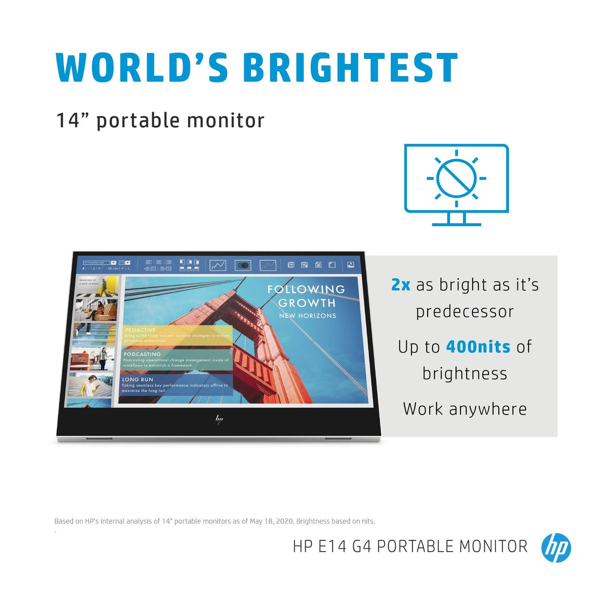 HP E-Series E14 G4 computer monitor (14") Full HD LED White