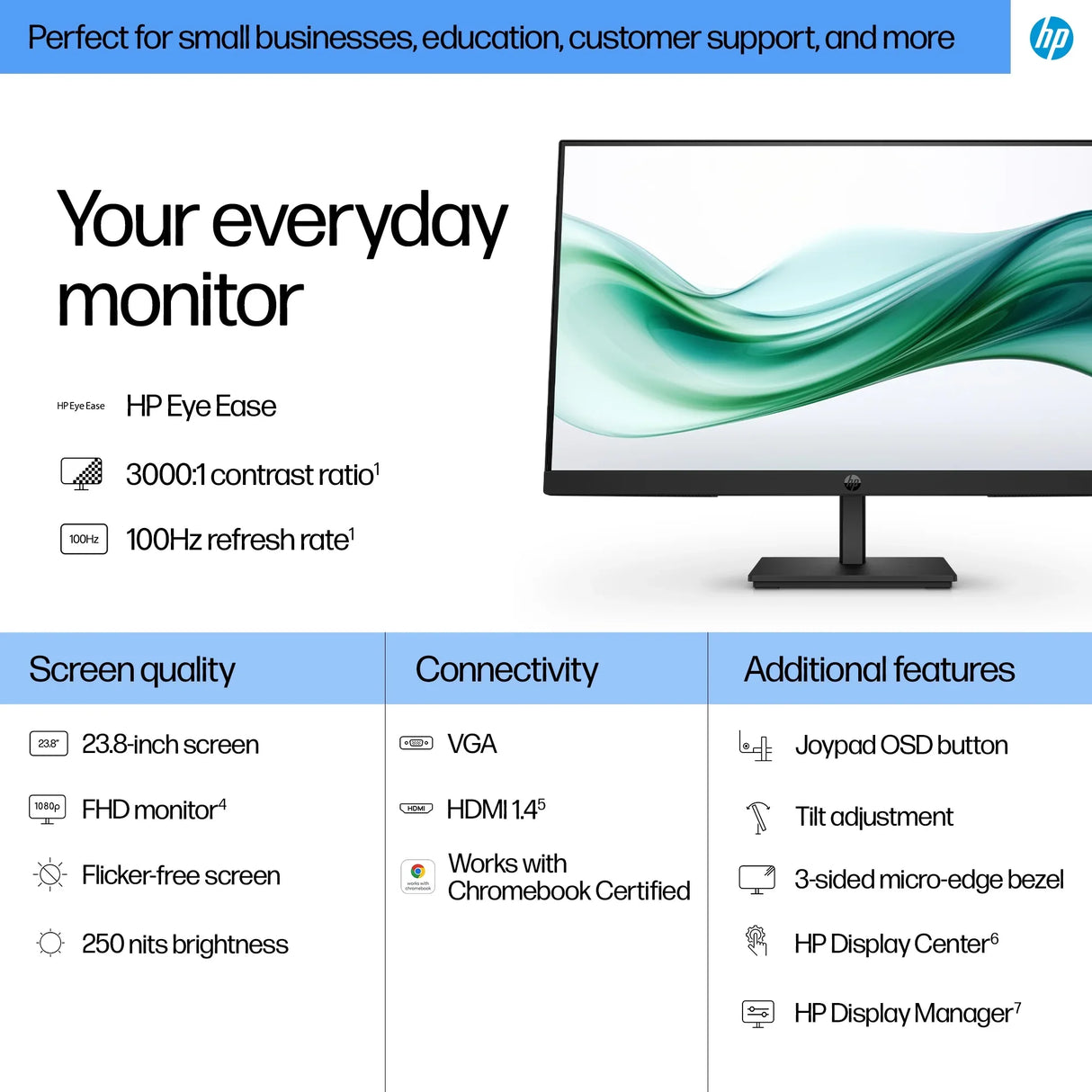 HP 324pv Monitor – 23.8" / Full HD / IPS / 60Hz – Business Monitor