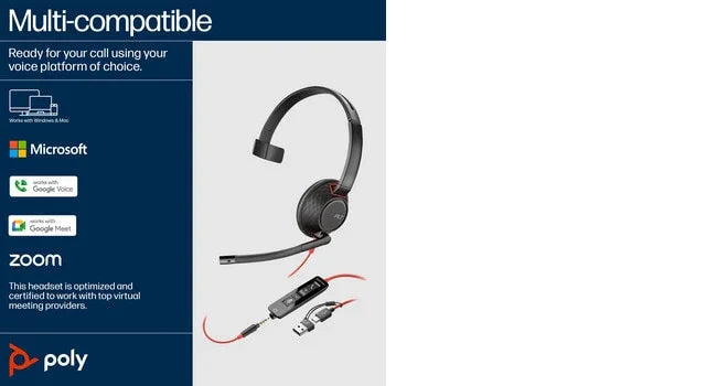 POLY Blackwire 5210 – Wired (USB-A) / Mono / Office – On-Ear Headset