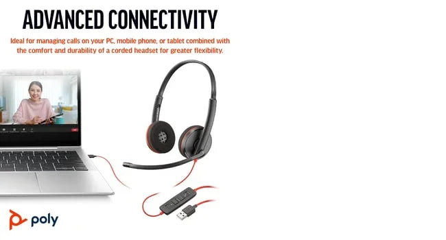 POLY Blackwire 3220 – Wired (3.5mm) / Office – On-Ear Headset
