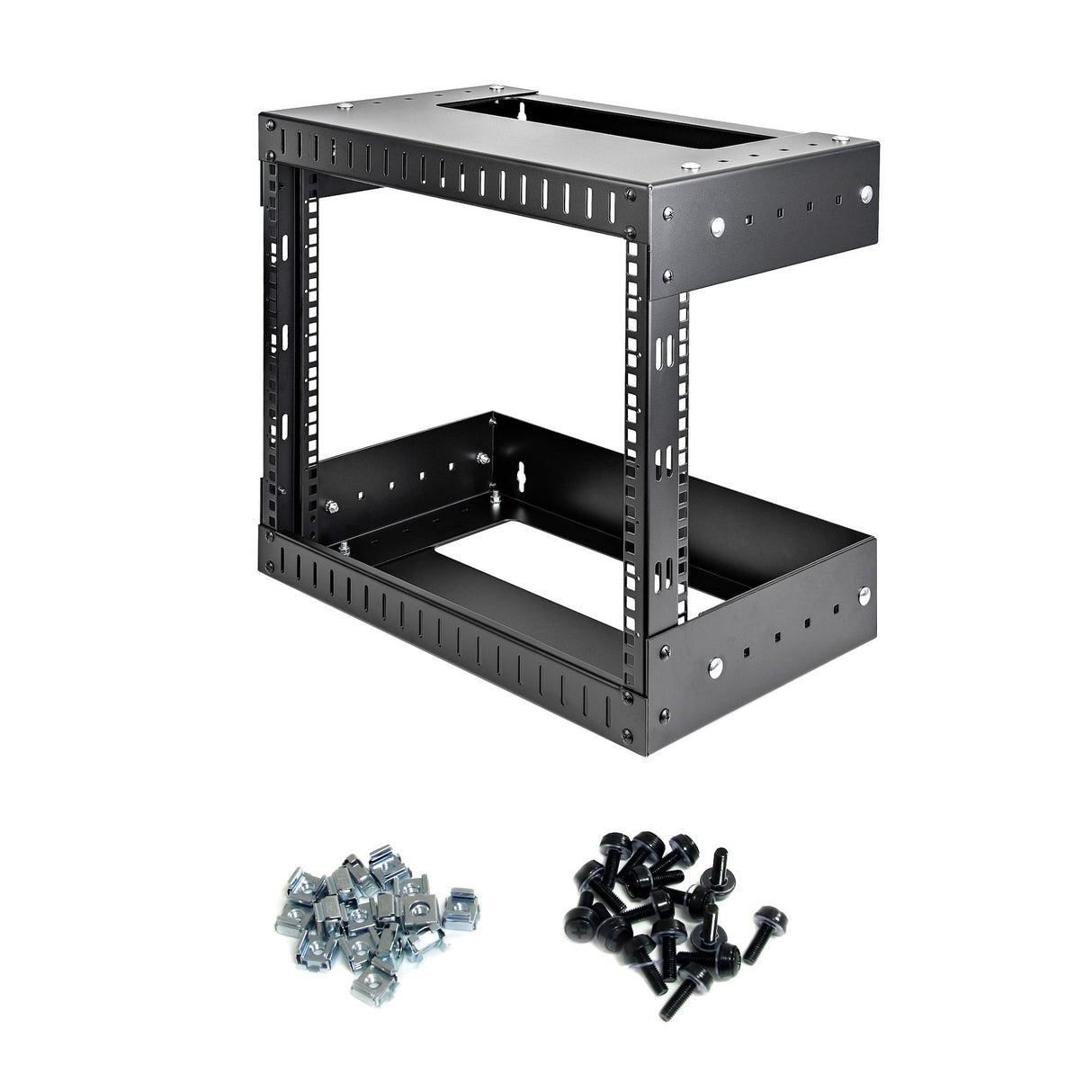 STARTECH 8U 19" Wall Mount Network Rack - Adjustable Depth 12-20" 2 Post Open Frame Server Room Rack for AV|Data| IT Communication|Computer Equipment|Switch w|Cage Nuts & Screws (RK812WALLOA) (RK812WALLOA)