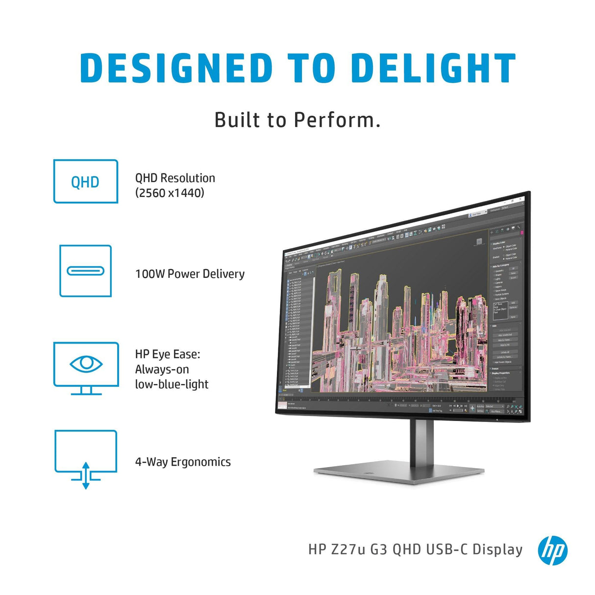 HP Z27u G3 computer monitor (27") 2K Ultra HD LED Black