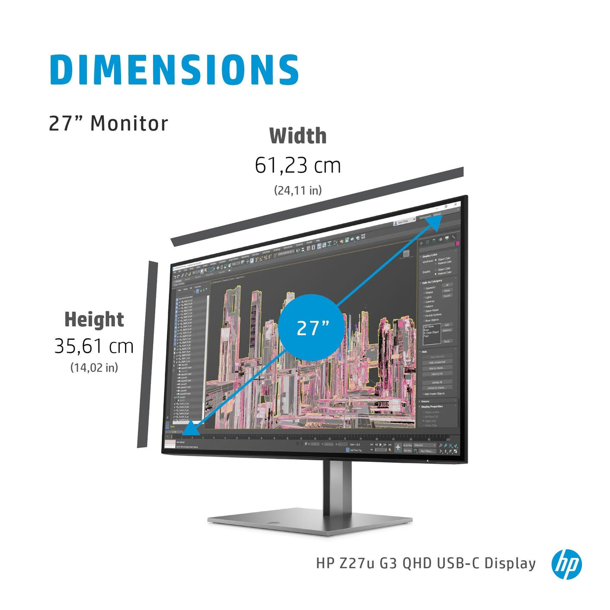 HP Z27u G3 computer monitor (27") 2K Ultra HD LED Black