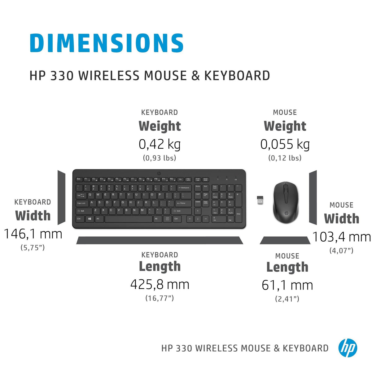 HP 330 Wireless Mouse and Keyboard Combination (2V9E6AA) HP