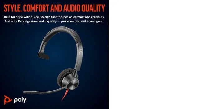 POLY Blackwire 3310 – Wired (3.5mm) / Mono / Office – On-Ear Headset