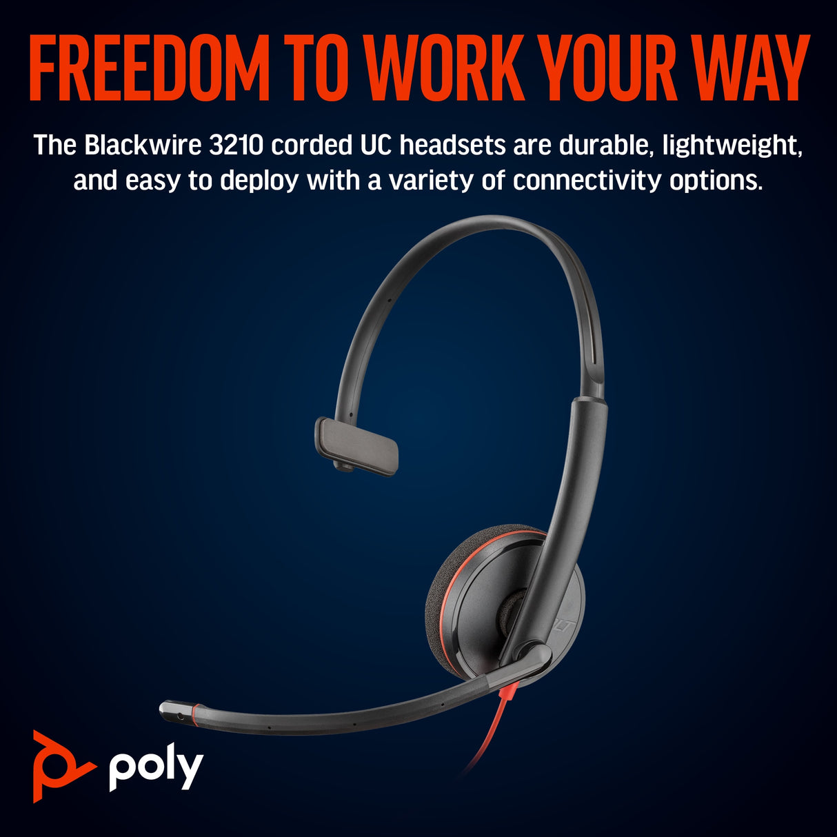 POLY Blackwire 3210 Wired On-ear Mono
