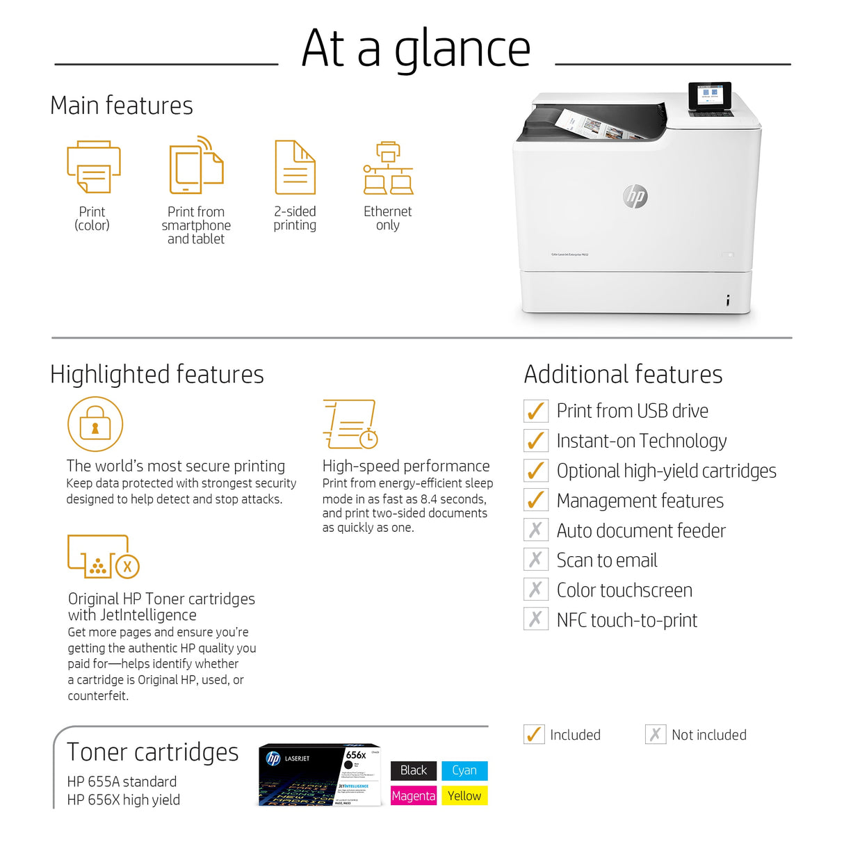 HP Color LaserJet Enterprise M652dn Laser Printer