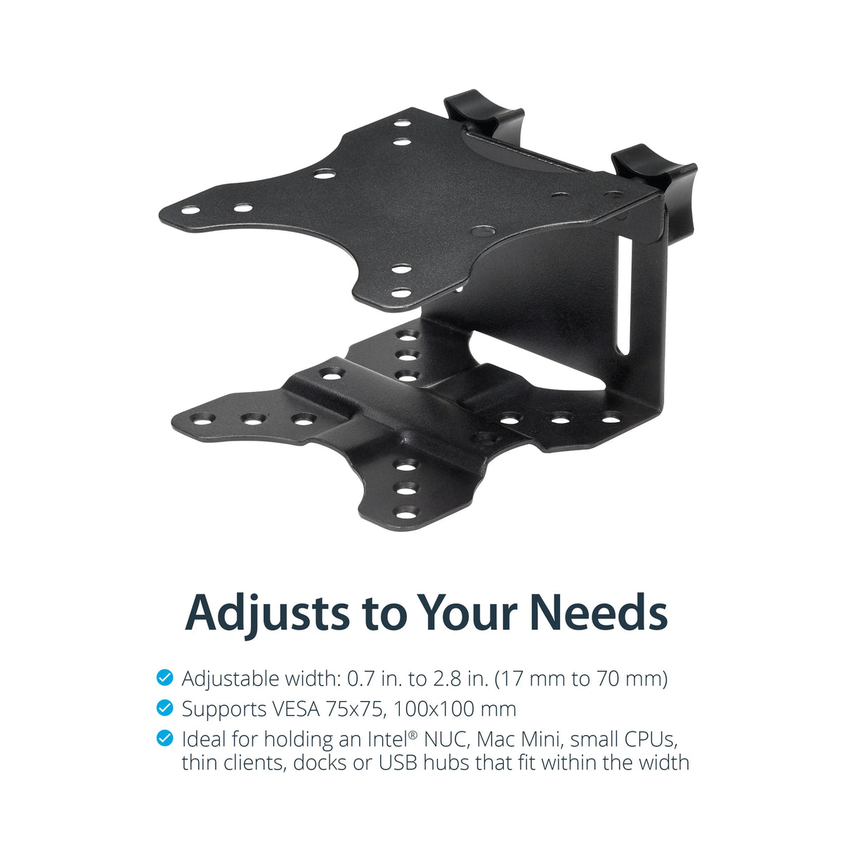 STARTECH Thin Client Mount - Mini PC VESA Mount - Adjustable .7 to 2.8" - Under Desk Computer Mount - Mac Mini Monitor Mount (ACCSMNT) (ACCSMNT)