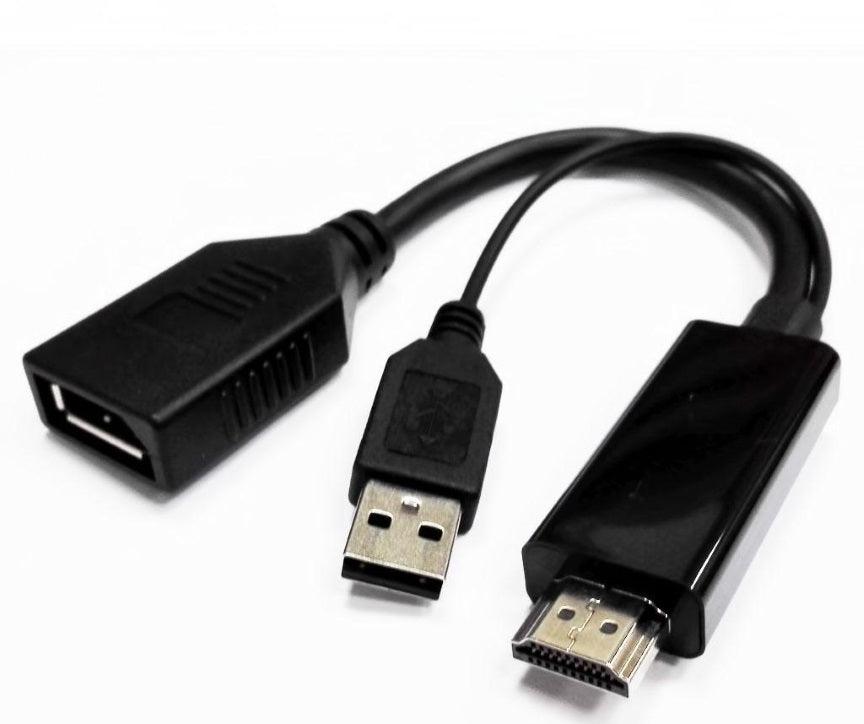 8WARE 4K HDMI to DP DisplayPort Male to Female Active Adapter Converter Cable USB powerred