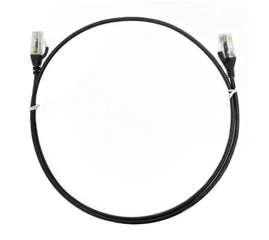 8WARE CAT6 Ultra Thin Slim Cable 0.25m / 25cm - Black Color Premium RJ45 Ethernet Network LAN UTP Patch Cord 26AWG for Data
