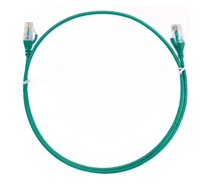 8WARE CAT6 Ultra Thin Slim Cable 0.25m / 25cm - Green Color Premium RJ45 Ethernet Network LAN UTP Patch Cord 26AWG for Data Only, not PoE