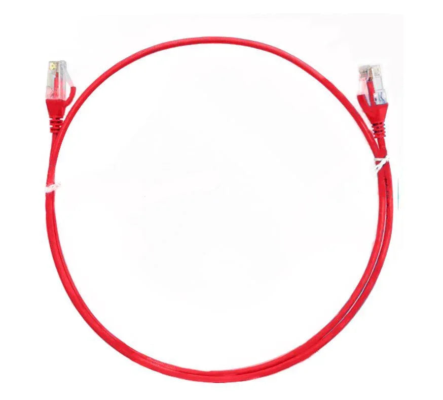 8WARE CAT6 Ultra Thin Slim Cable 0.25m / 25cm - Red Color Premium RJ45 Ethernet Network LAN UTP Patch Cord 26AWG for Data