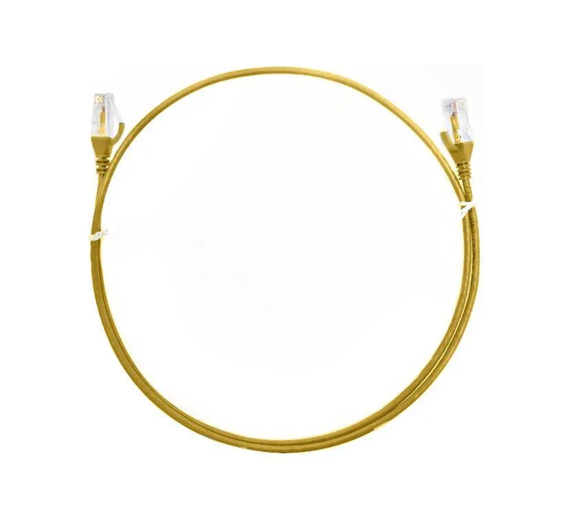 8WARE CAT6 Ultra Thin Slim Cable 0.25m / 25cm - Yellow Color Premium RJ45 Ethernet Network LAN UTP Patch Cord 26AWG for Data