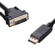 8WARE DisplayPort DP to DVI-D 2m Cable Male to Male 24+1 Gold plated Supports video resolutions up to 1920x1200/1080P Full HD @60Hz